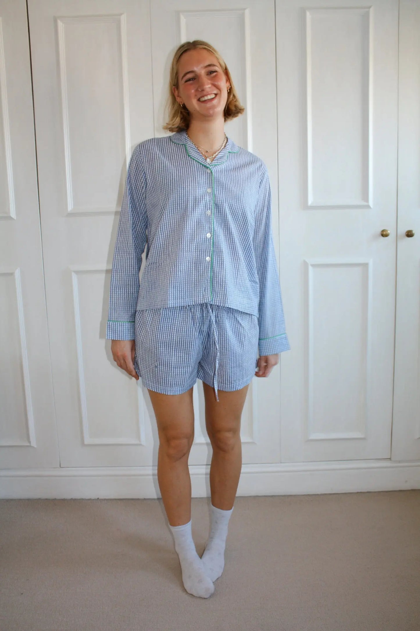 Blue Gingham Short Pyjama Set Madder & More