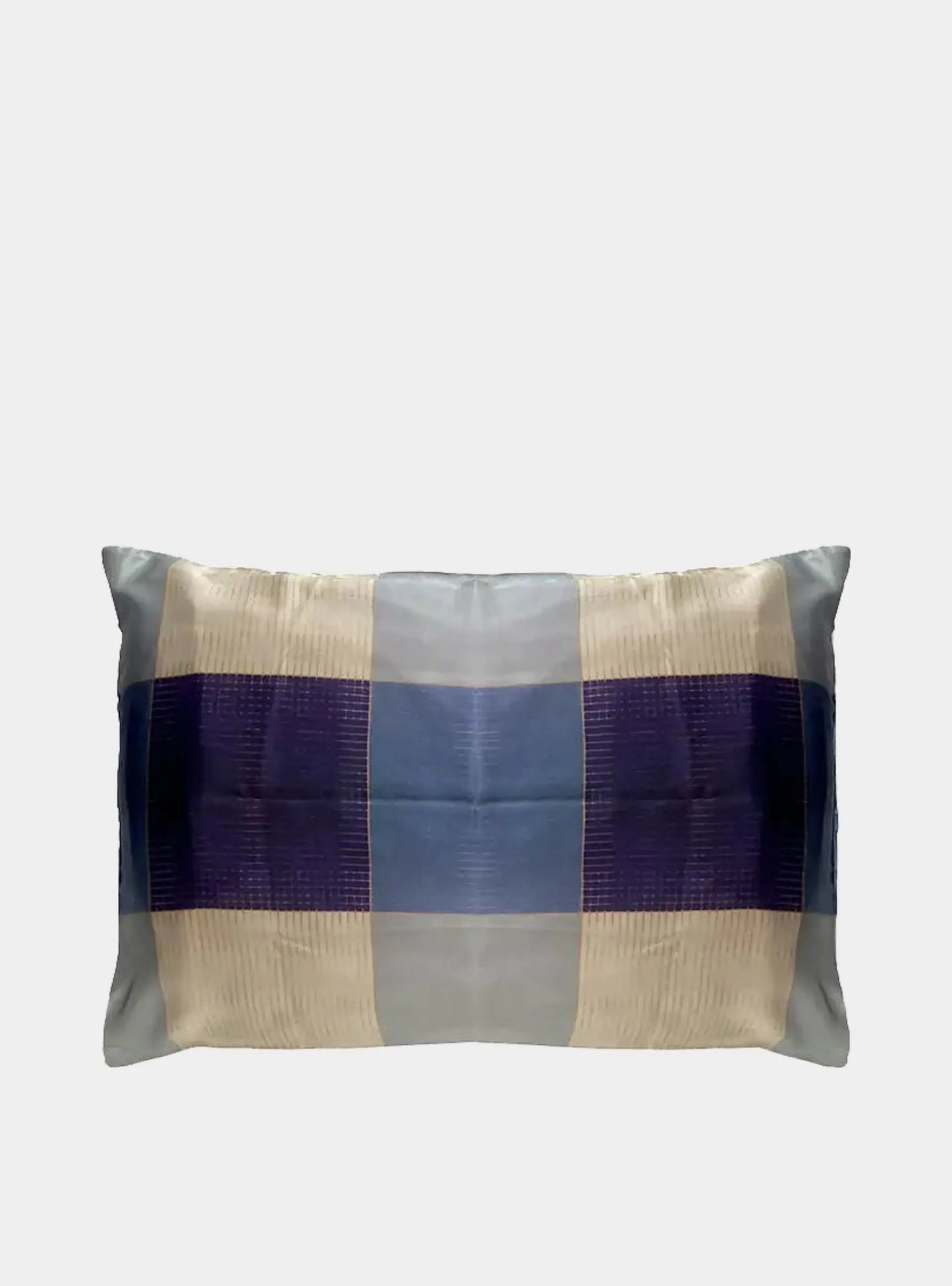 Blue Gingham Silk Pillowcase Long Studio Design