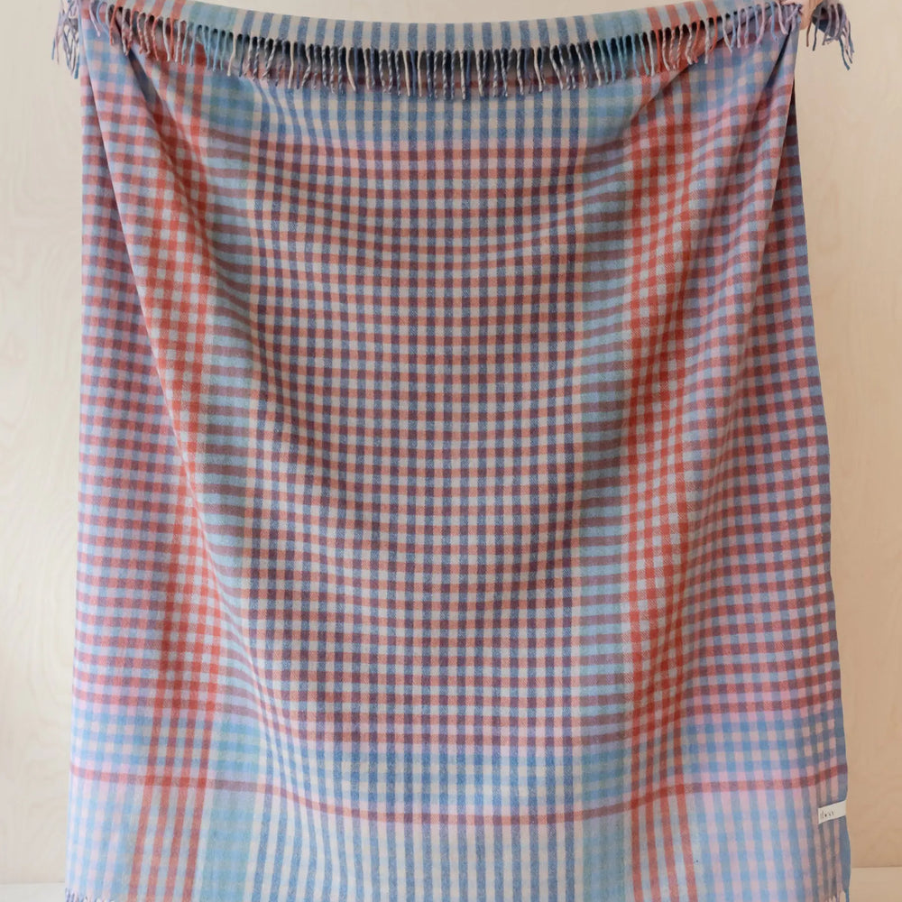 Blue Gingham Wool Blanket TartanBlanketCo