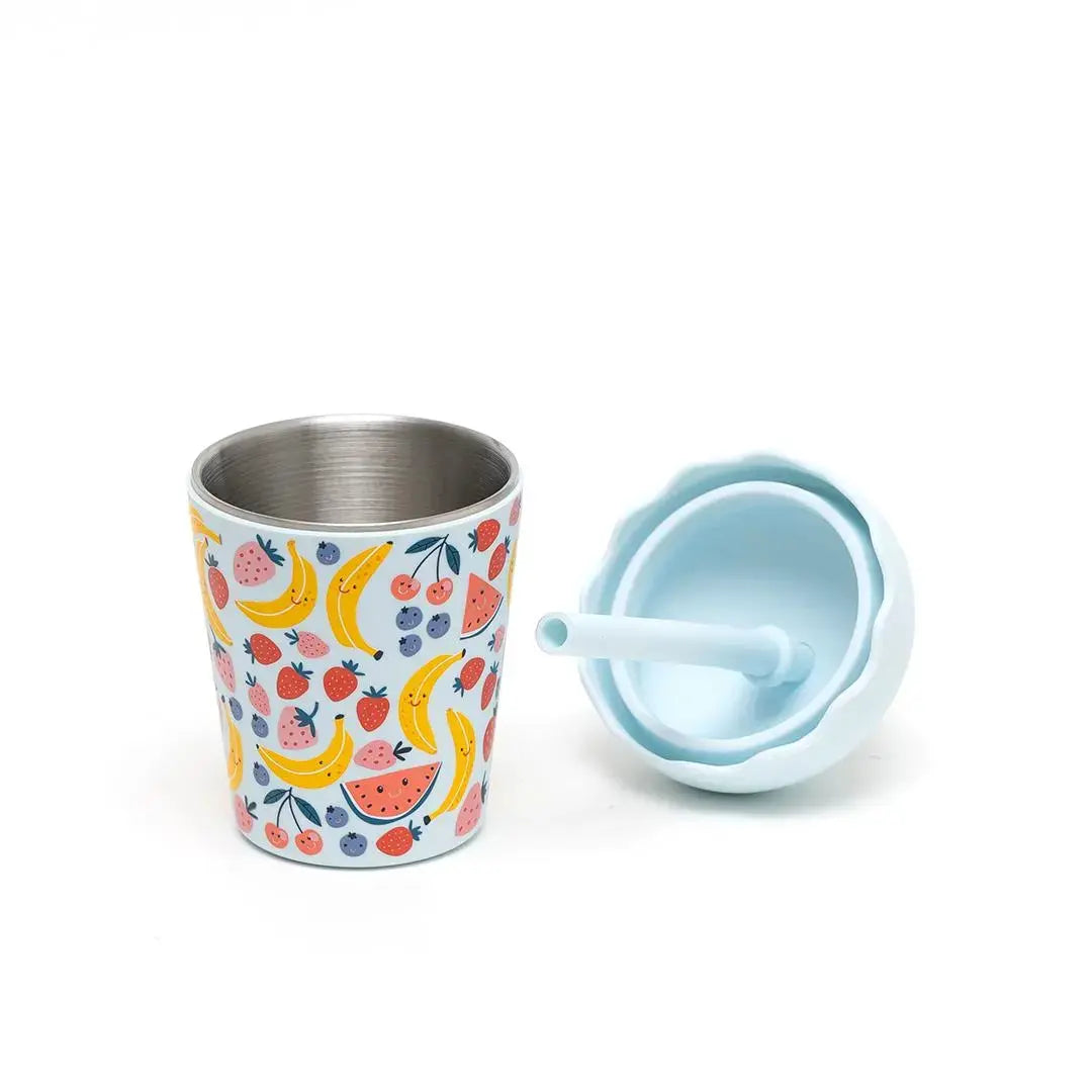 Blue Happy Fruits Mini Toddler Smoothie Cup & Straw 200ml Chino Club UK