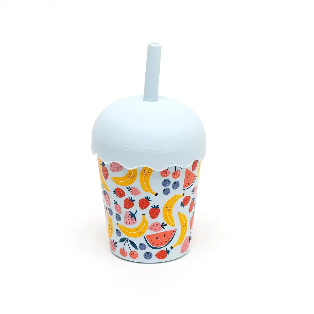 Blue Happy Fruits Mini Toddler Smoothie Cup & Straw 200ml Chino Club UK