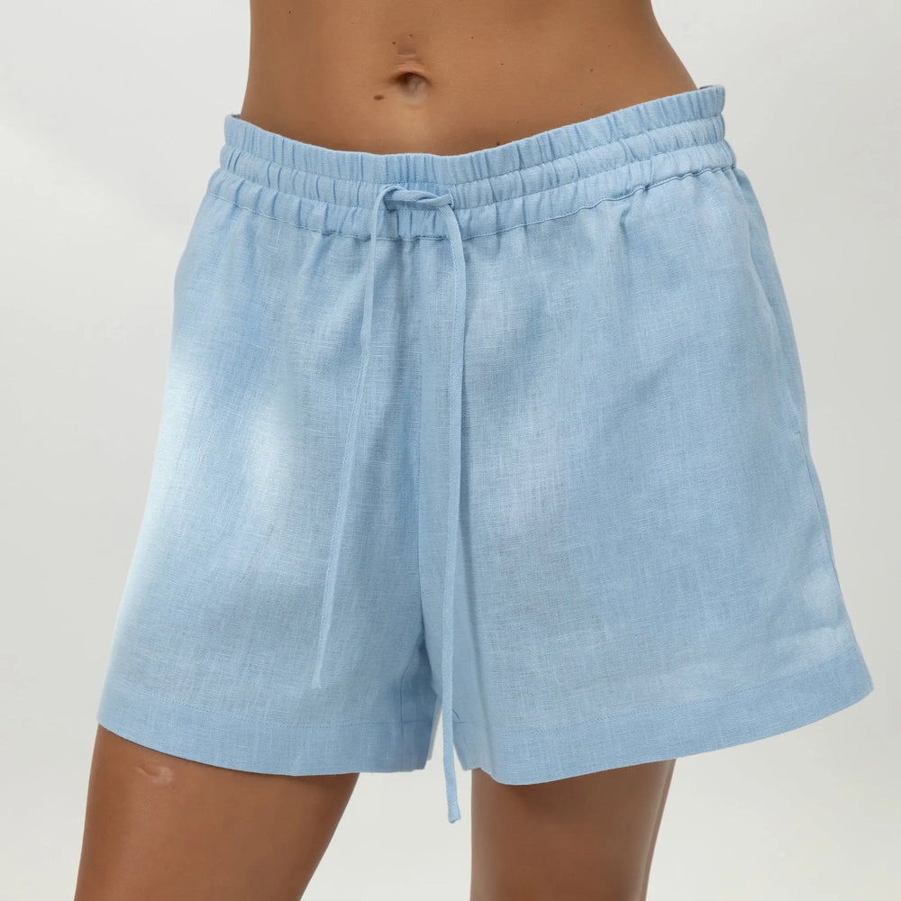 Blue Heavy Linen Shorts Perfect Days NOKAYA