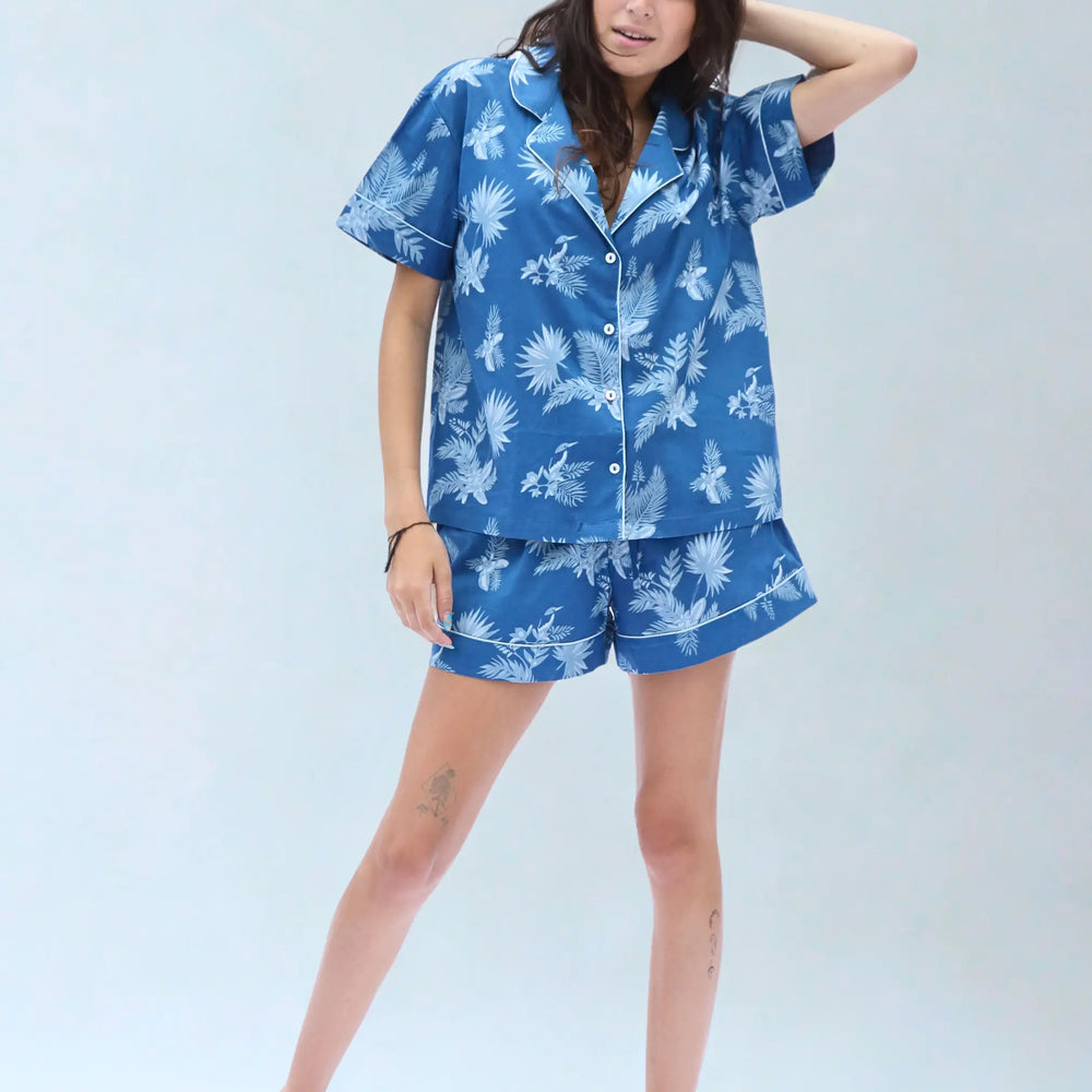 Blue Ipanema Print Short Sleeve Pyjamas AMOKA DALO