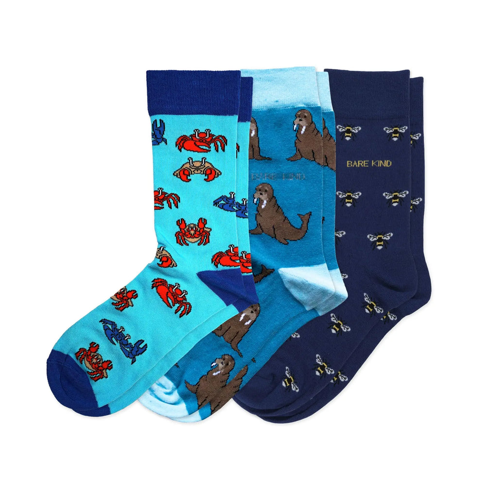 Blue Lover 3 Bamboo Sock Set Bare Kind