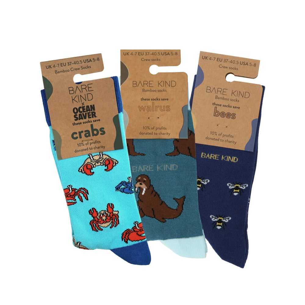 Blue Lover 3 Bamboo Sock Set Bare Kind