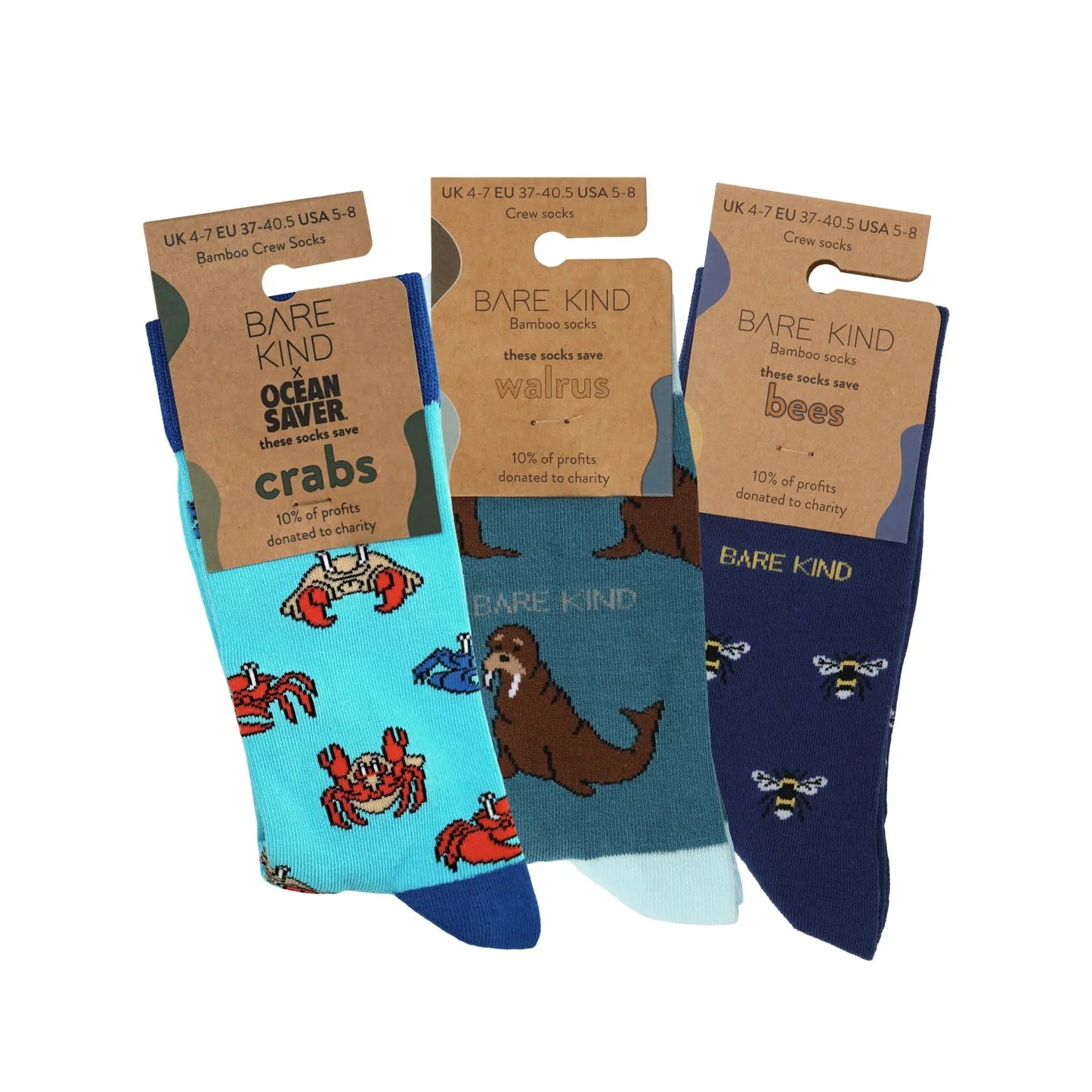 Blue Lover 3 Bamboo Sock Set Bare Kind