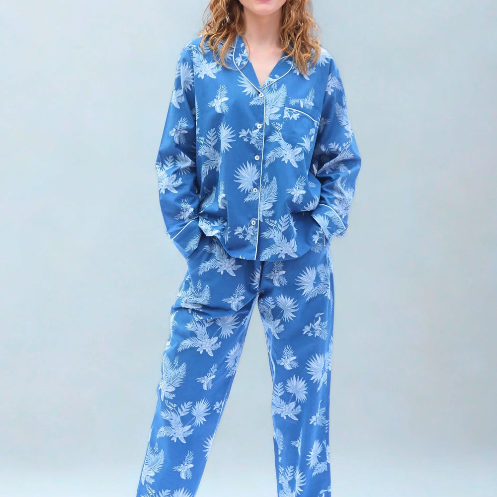 Blue Matching Set in Ipanema Print Long Sleeve Pyjamas AMOKA DALO