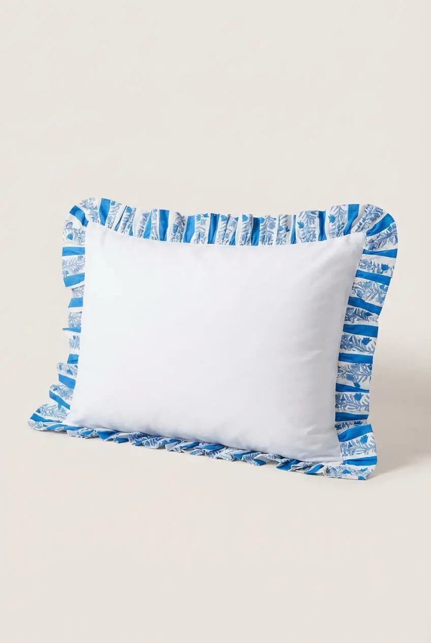Blue Organic Cotton Poplin Pillowcase Kapara London
