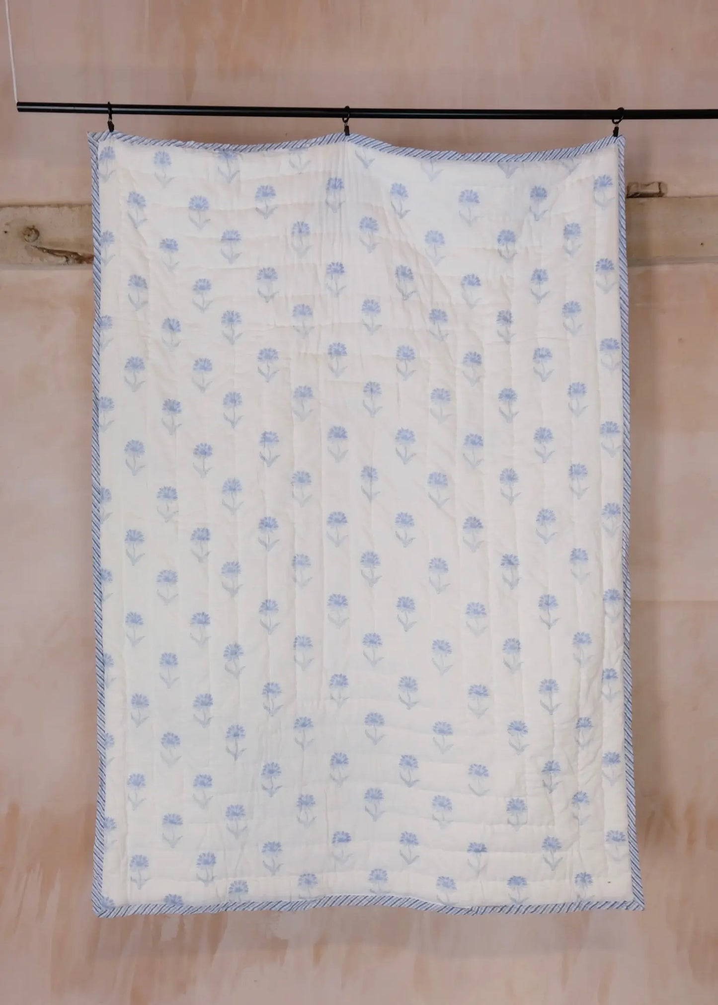 Blue Organic Cotton Toddler Quilt Kapara London