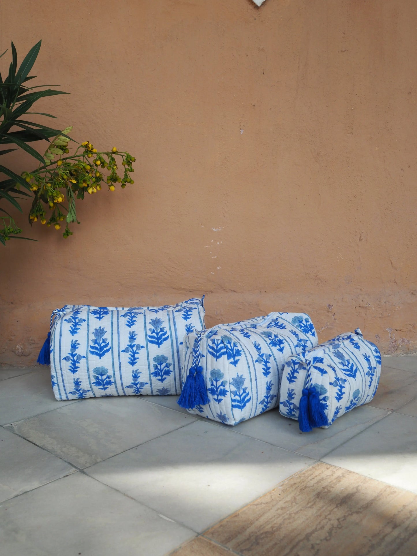 Blue Organic Cotton Wash Bag Kapara London