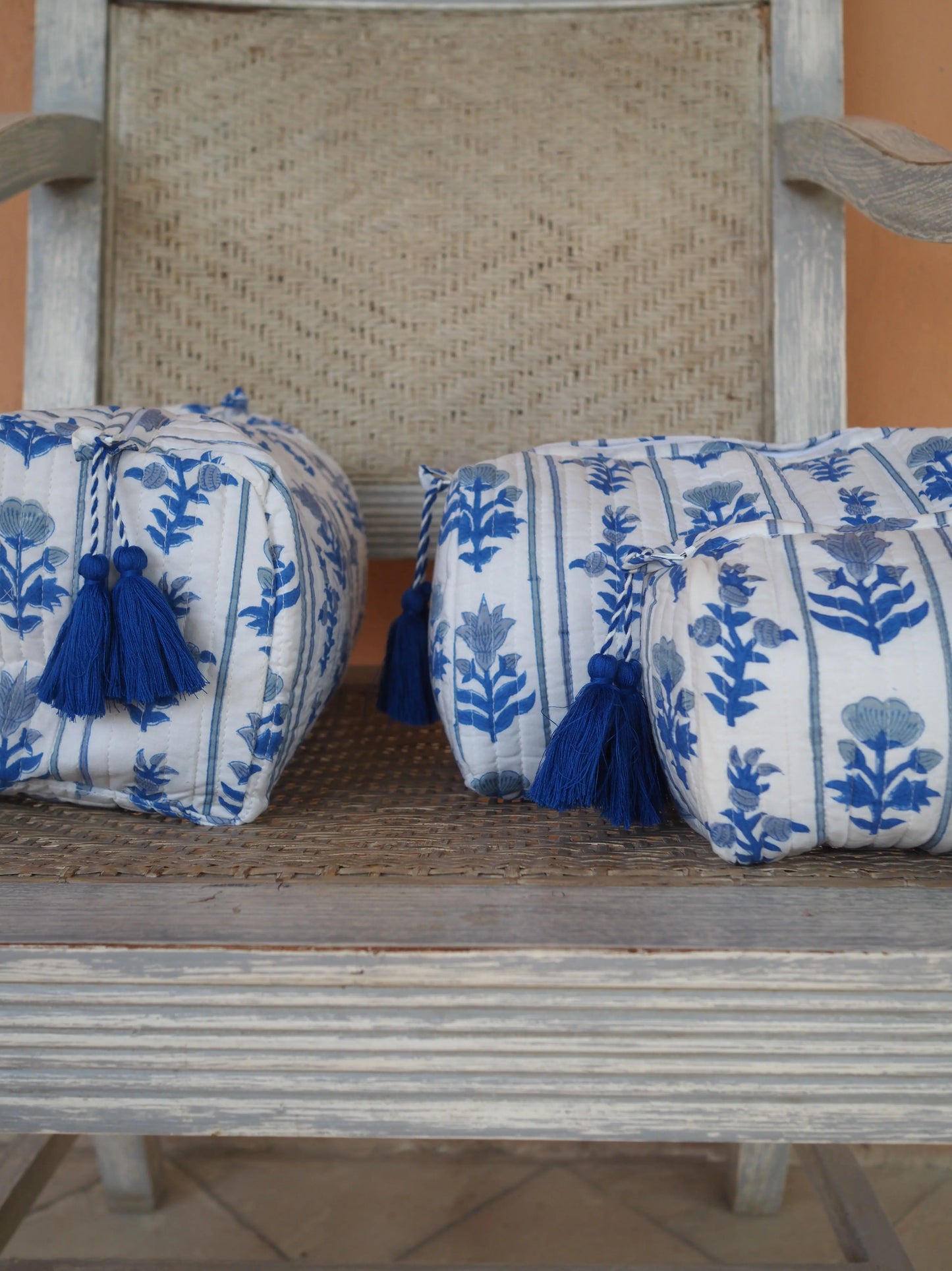Blue Organic Cotton Wash Bag Kapara London