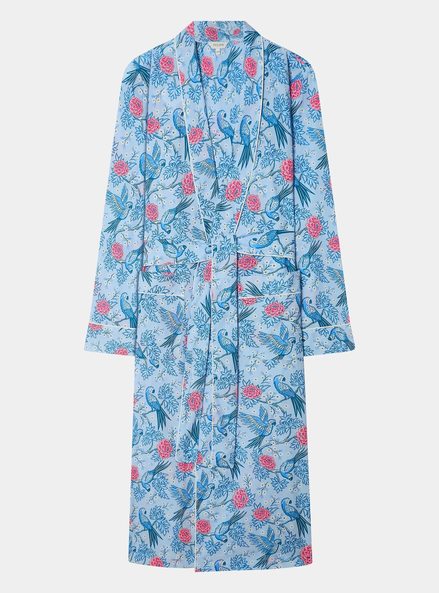 Blue Parrots Cotton Robe Myza