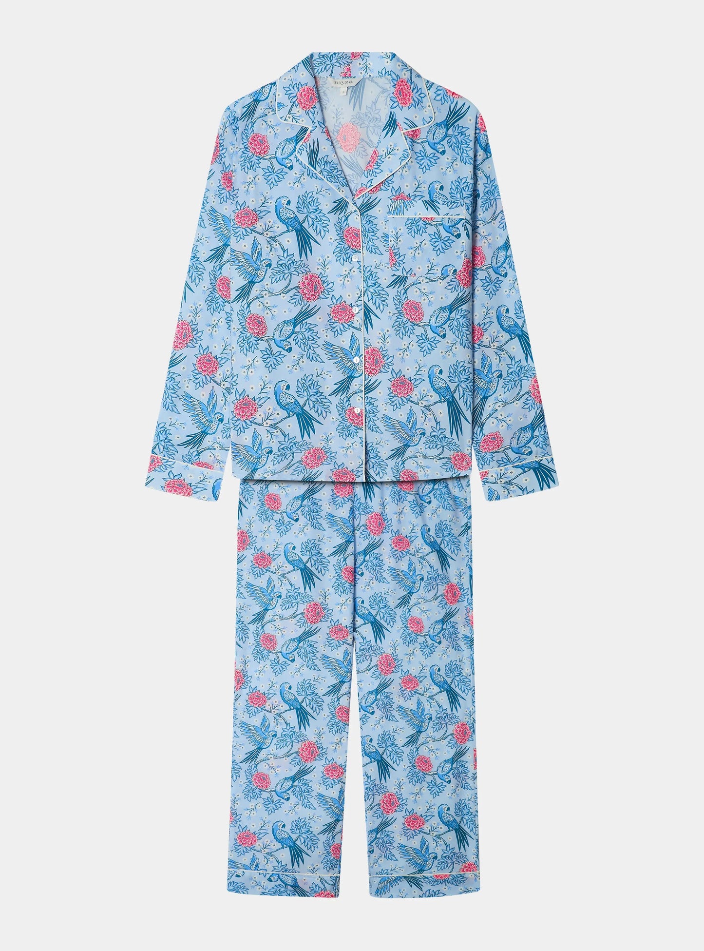 Blue Parrots Women's Long Sleeve Cotton Pyjama Trouser Set Myza