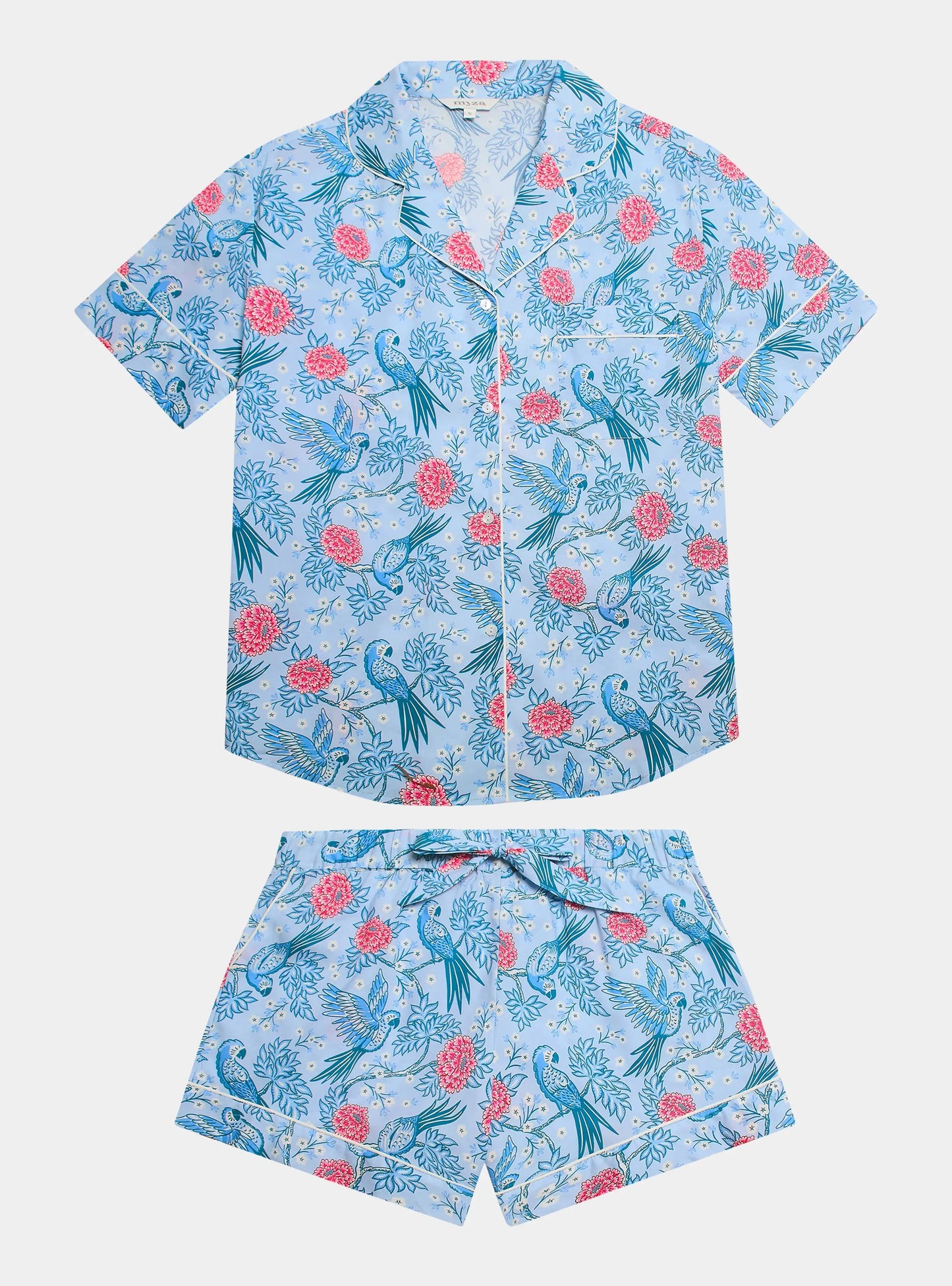 Blue Parrots Women's Short Sleeve Cotton Pyjama Short Set Myza