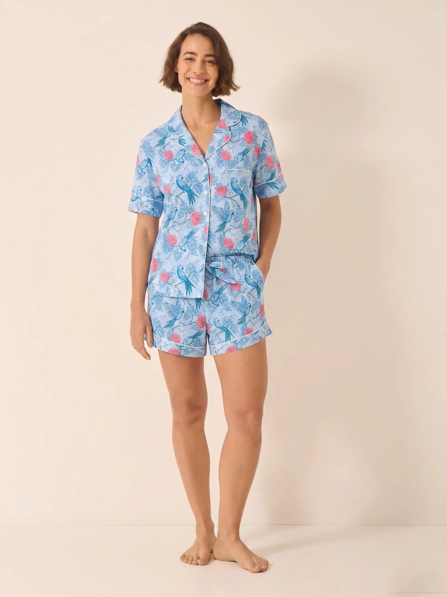 Blue Parrots Women's Short Sleeve Cotton Pyjama Short Set Myza