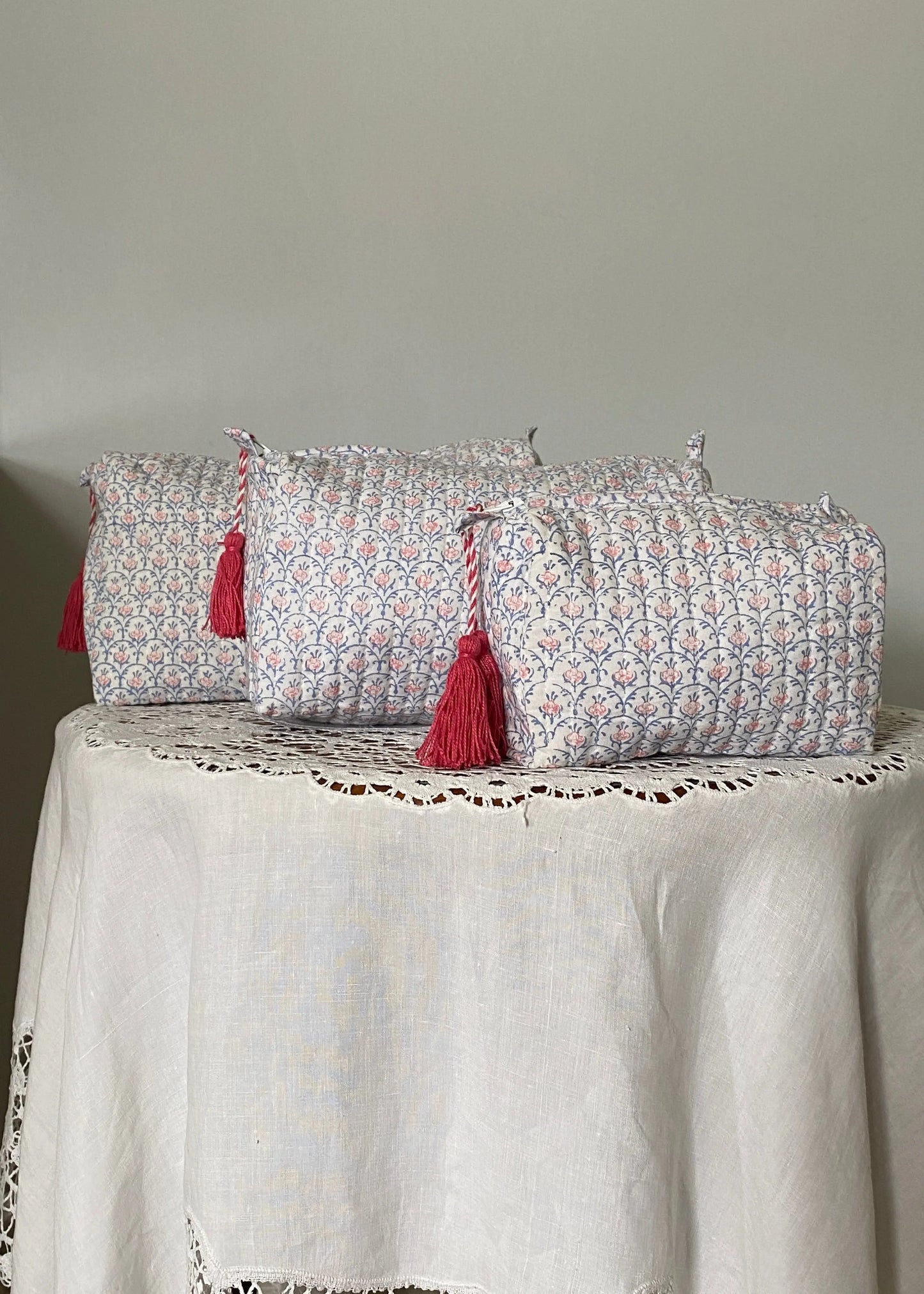 Blue / Pink Organic Cotton Wash Bag Kapara London