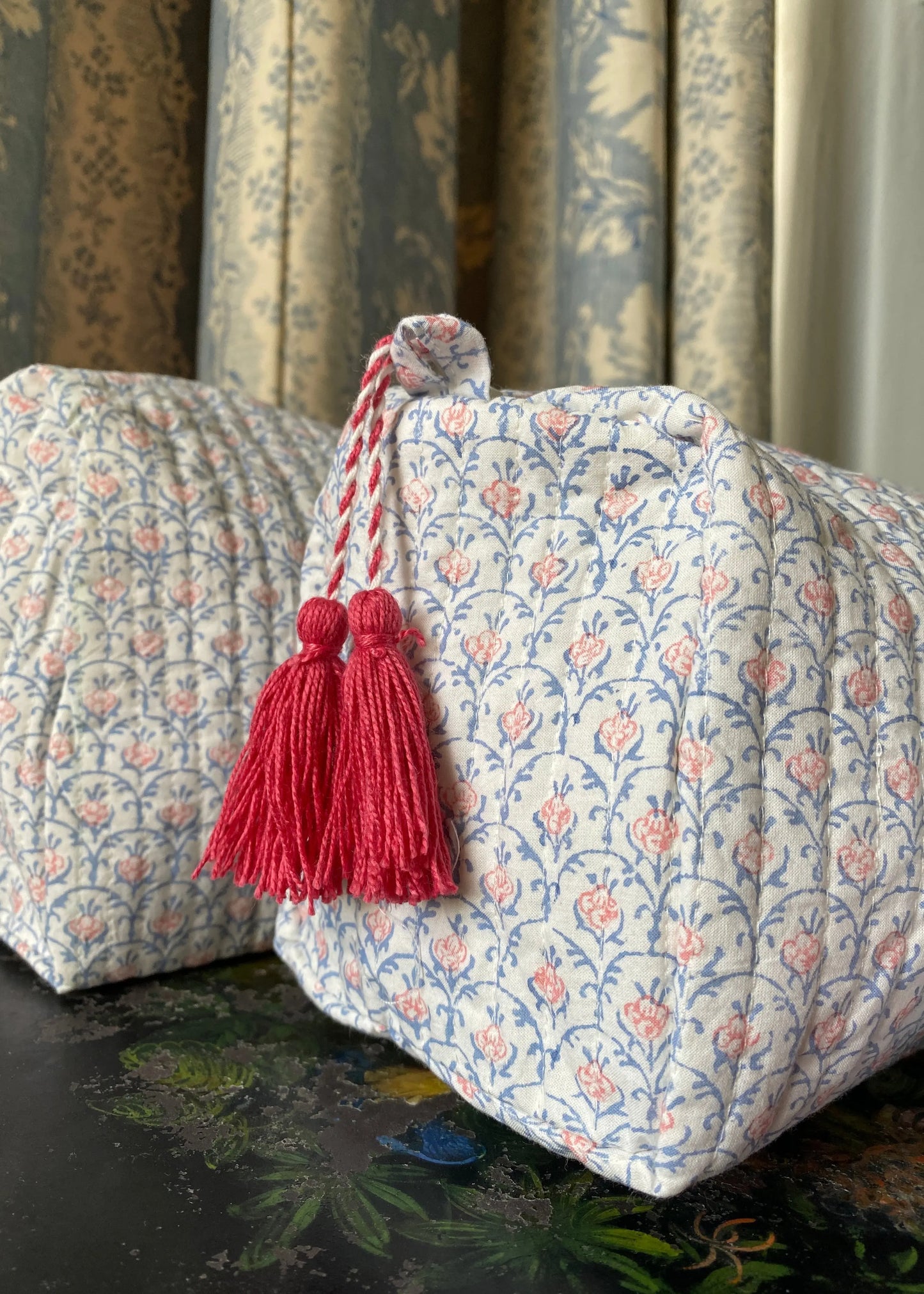 Blue / Pink Organic Cotton Wash Bag Kapara London