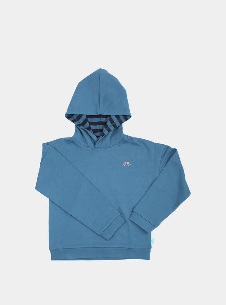 Blue Pull on Organic Cotton Hoodie Luca and Rosa