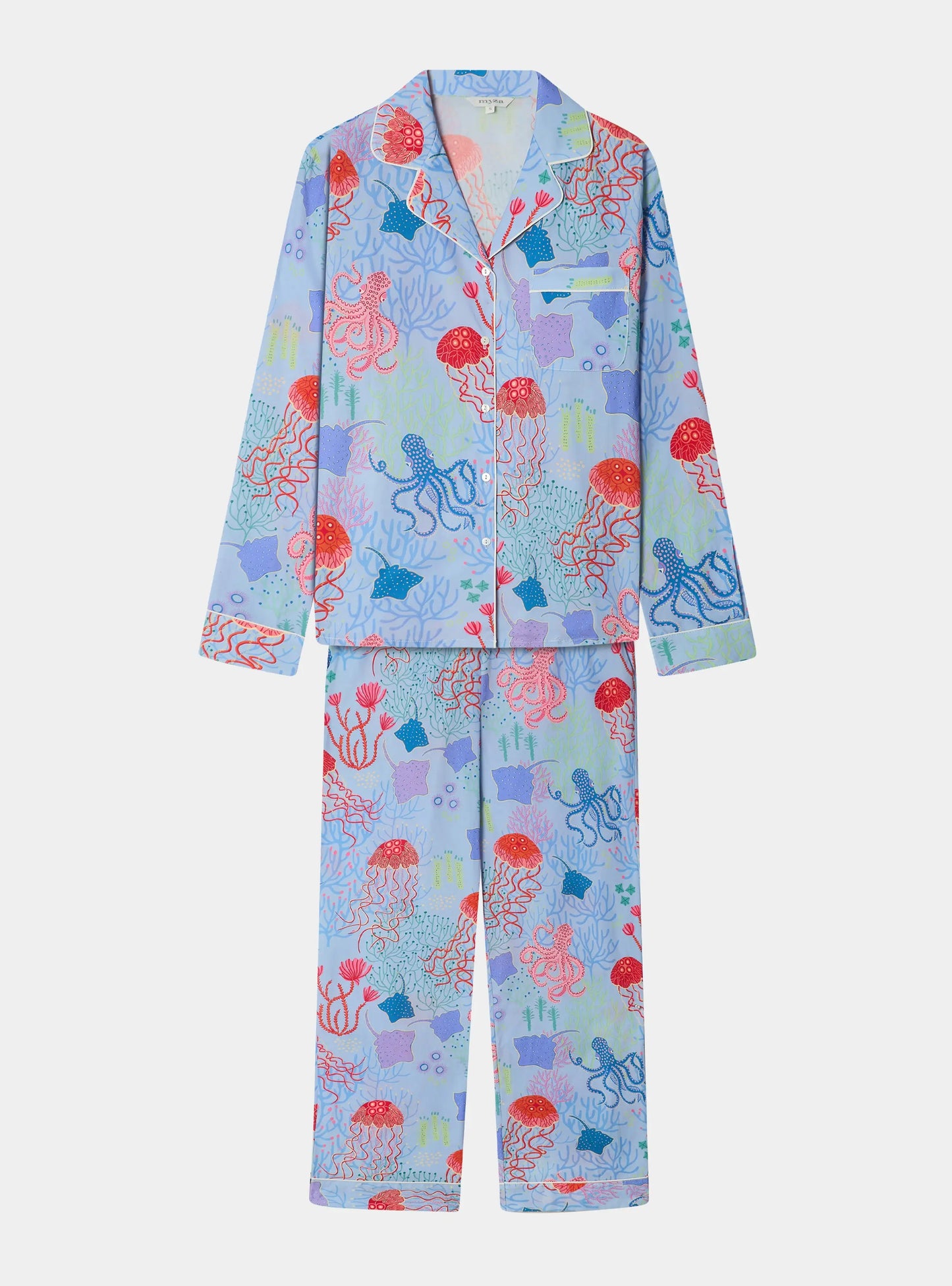 Blue Sea Women's Long Sleeve Cotton Pyjama Trouser Set Myza