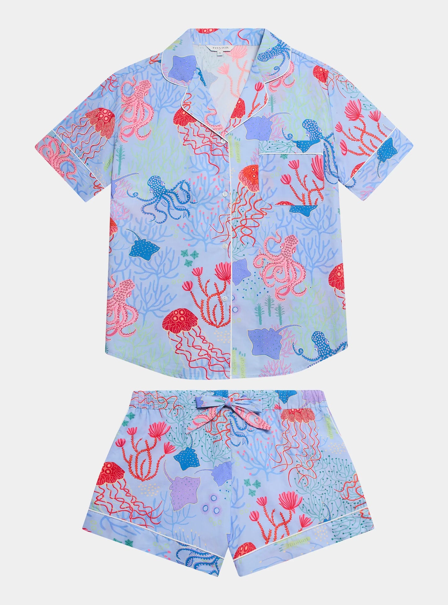 Blue Sea Women's Short Sleeve Cotton Pyjama Short Set Myza