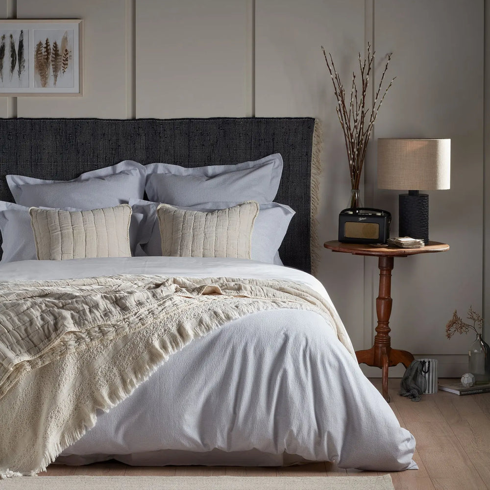Blue Seersucker Stripe 100% Cotton Bed Linen The Secret Linen Store