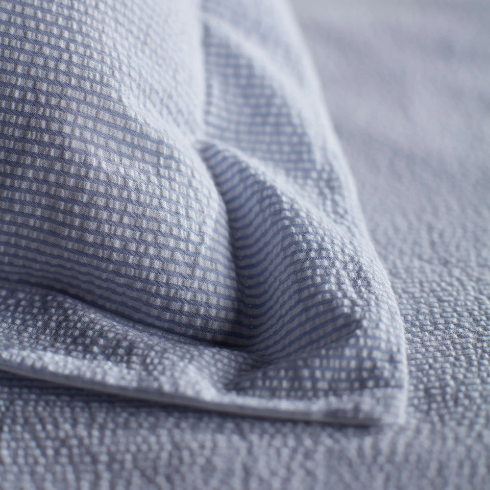 Blue Seersucker Stripe 100% Cotton Oxford Pillowcase The Secret Linen Store