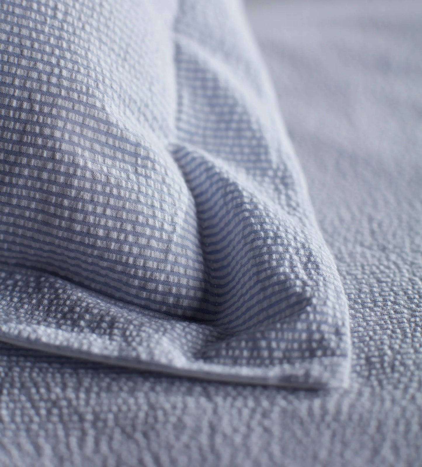 Blue Seersucker Stripe 100% Cotton Oxford Pillowcase The Secret Linen Store