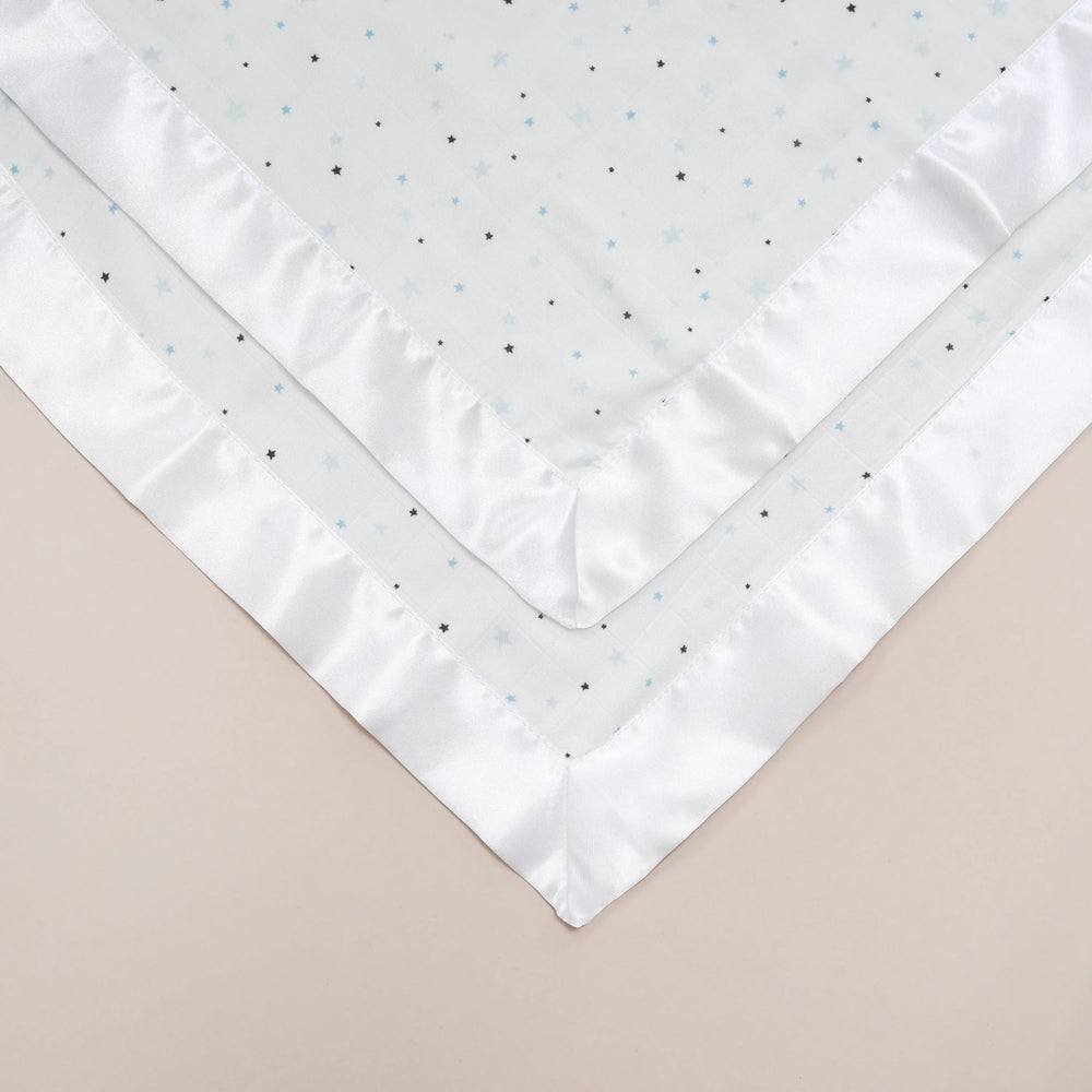 Blue Stars Satin Comforter 2-Pack - White Satin Bullabaloo