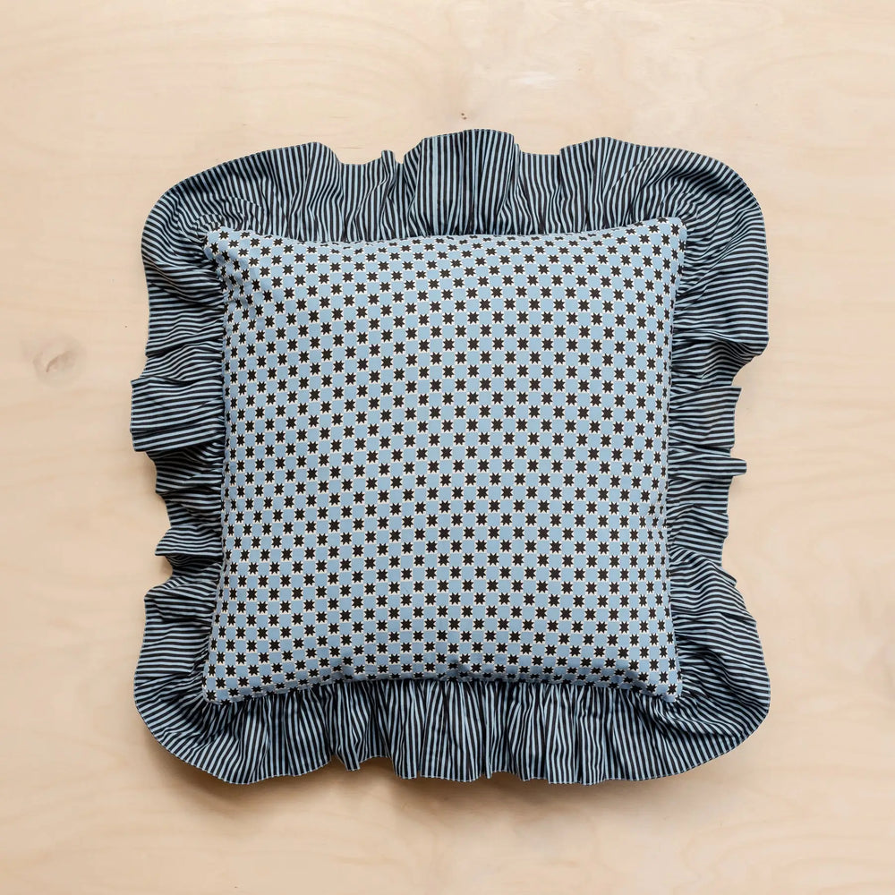 Blue Stripe Cotton Cushion Cover TartanBlanketCo