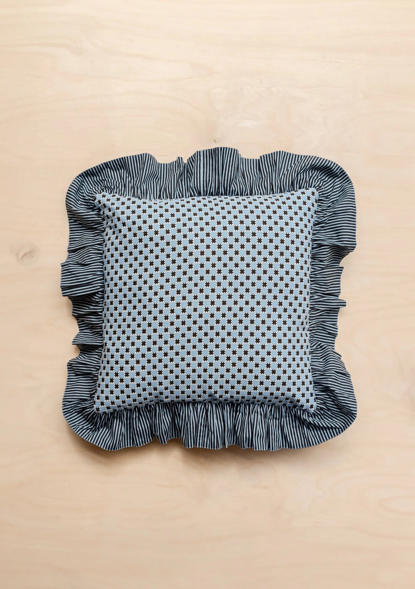 Blue Stripe Cotton Cushion Cover TartanBlanketCo