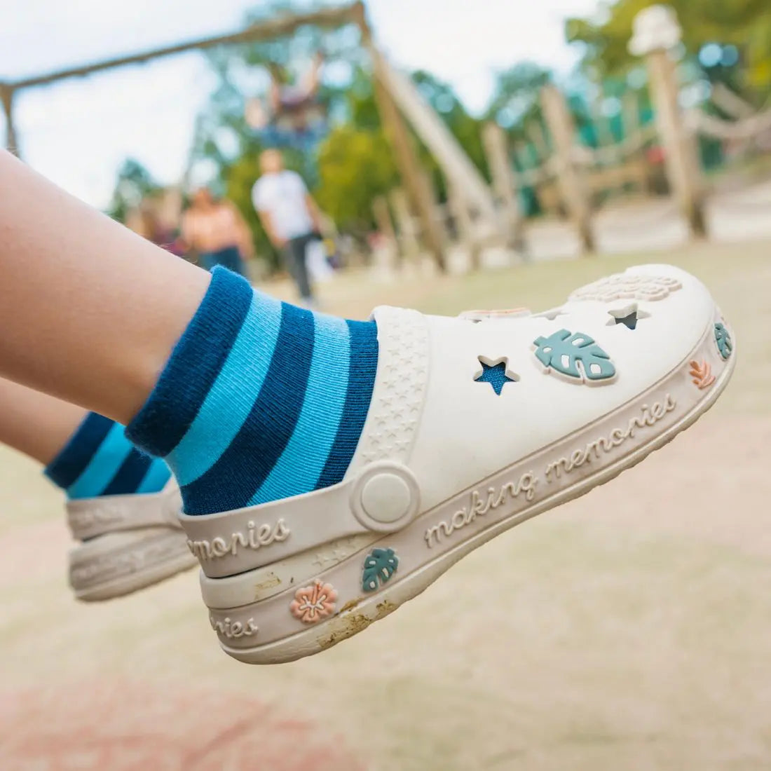 Blue Stripe Matching Bamboo Socks (Adult & Child) Swole Panda