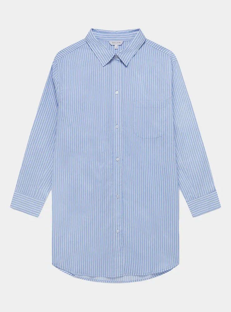 Blue Stripe Women's Organic Cotton Nightshirt Myza
