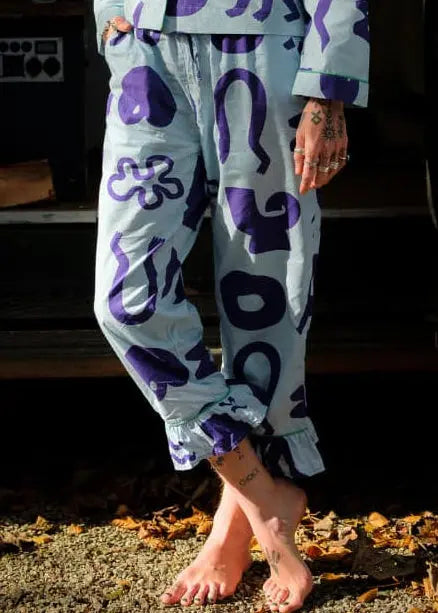 Blue Things Organic Cotton Pyjama Bottoms Wild Clouds