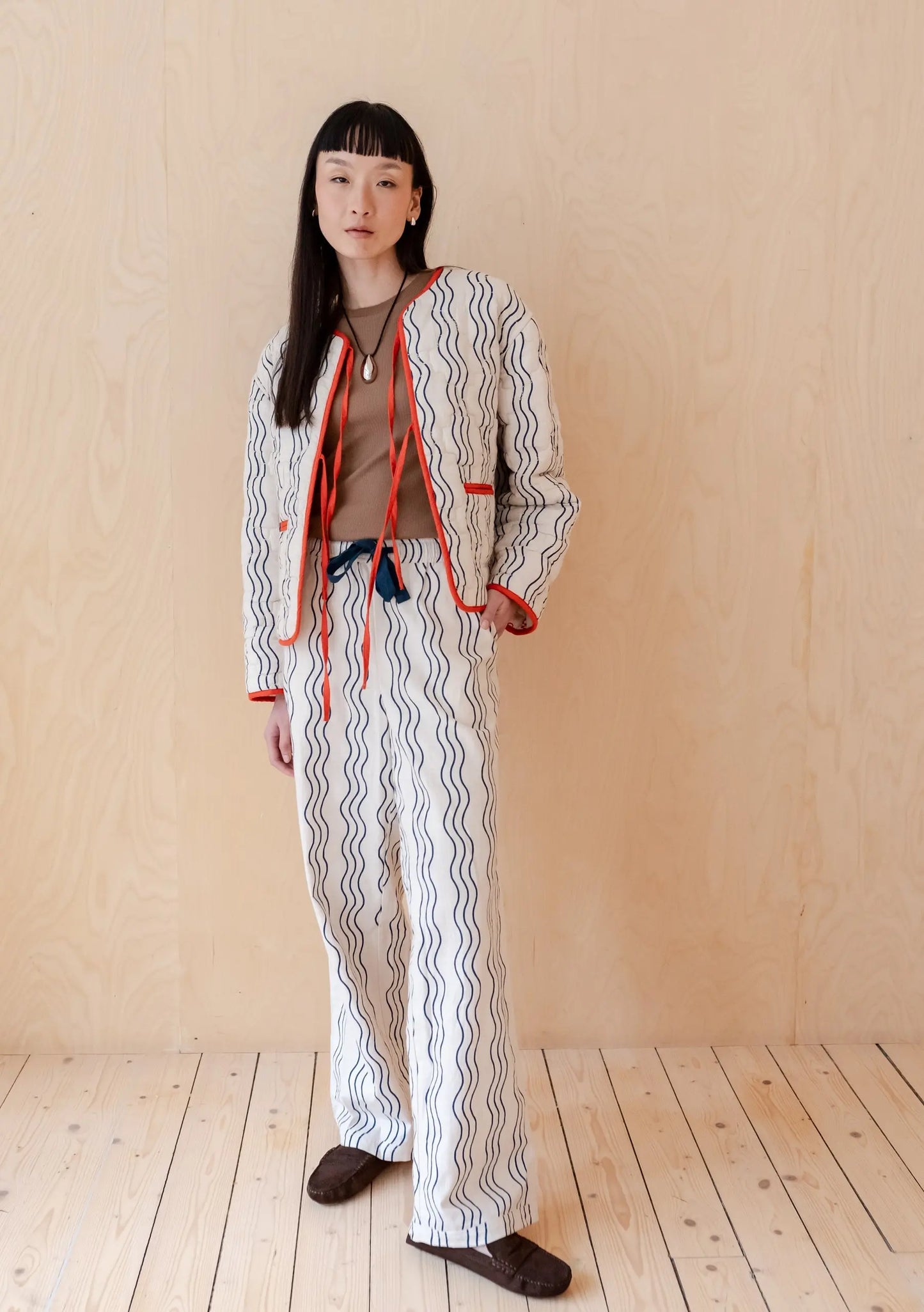 Blue Wave Stripe Cotton Trousers TartanBlanketCo