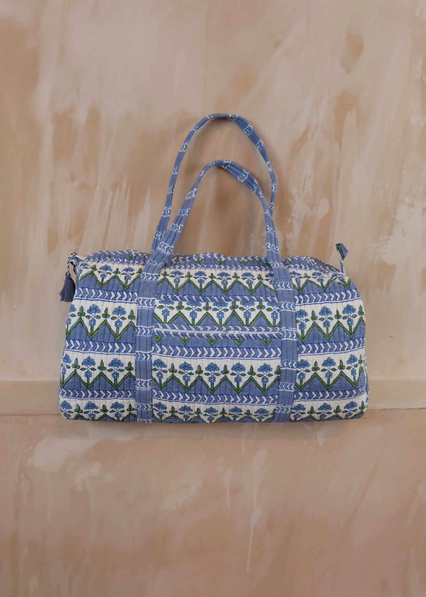 Blue Zig Zag Quilted Duffel  Bag Kapara London
