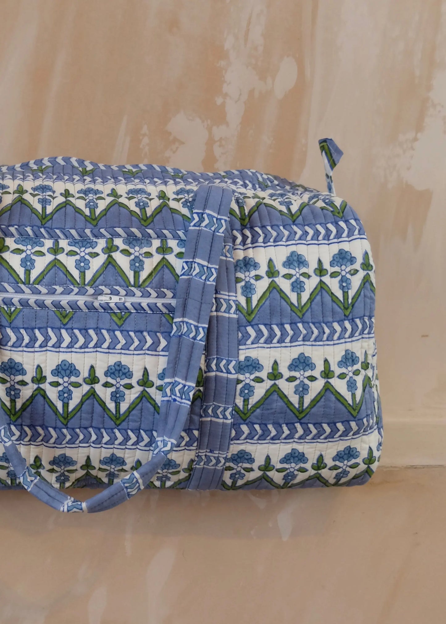Blue Zig Zag Quilted Duffel  Bag Kapara London