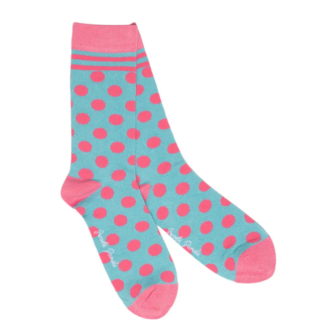 Blue and Pink Polka Dot Bamboo Socks Swole Panda
