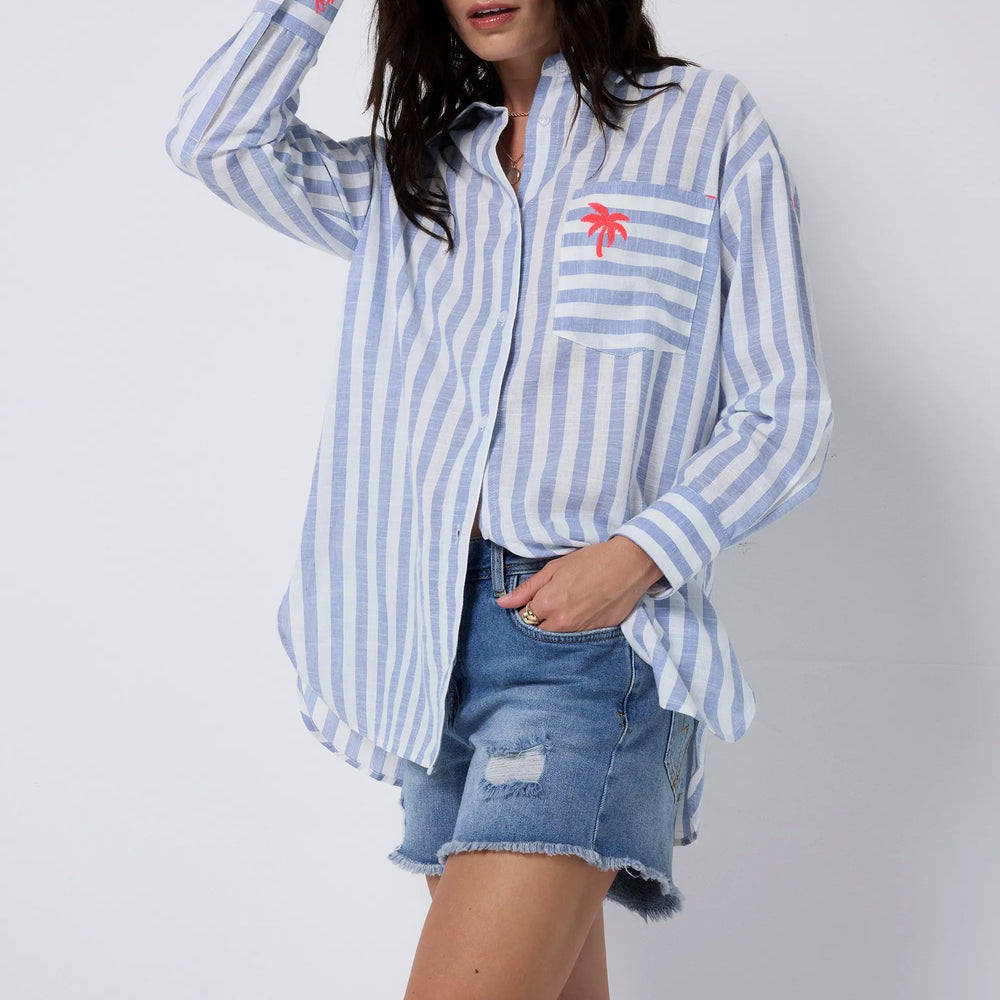 Blue and White Stripe Relaxed Shirt Scamp & Dude