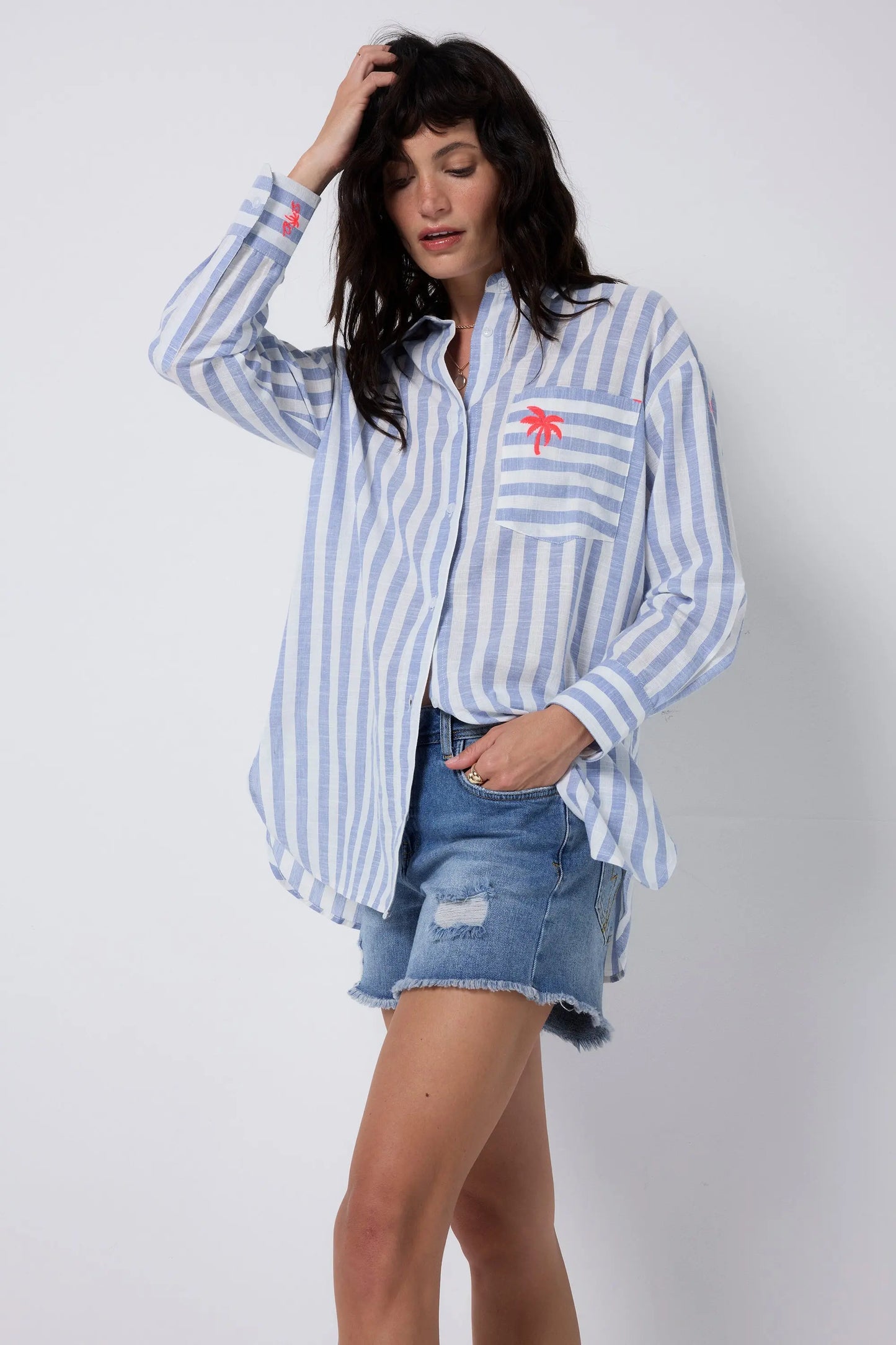 Blue and White Stripe Relaxed Shirt Scamp & Dude