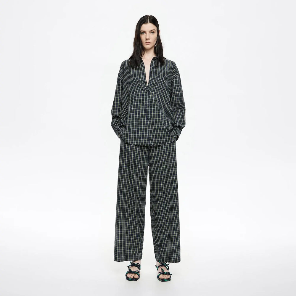 Blue checked elasticated waist trousers Bimba y Lola UK