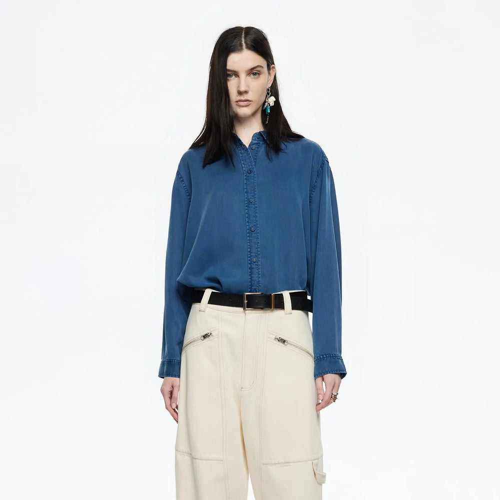 Blue fluid denim shirt Bimba y Lola UK