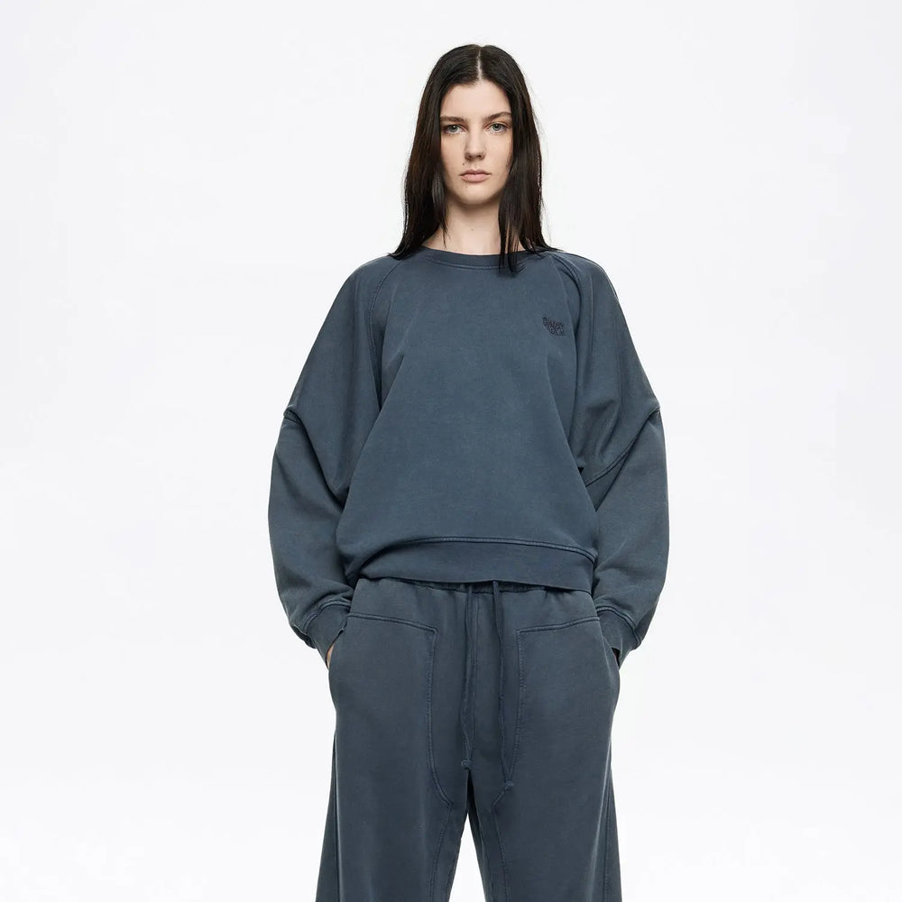 Blue-gray embroidered logo balloon sweatshirt Bimba y Lola UK