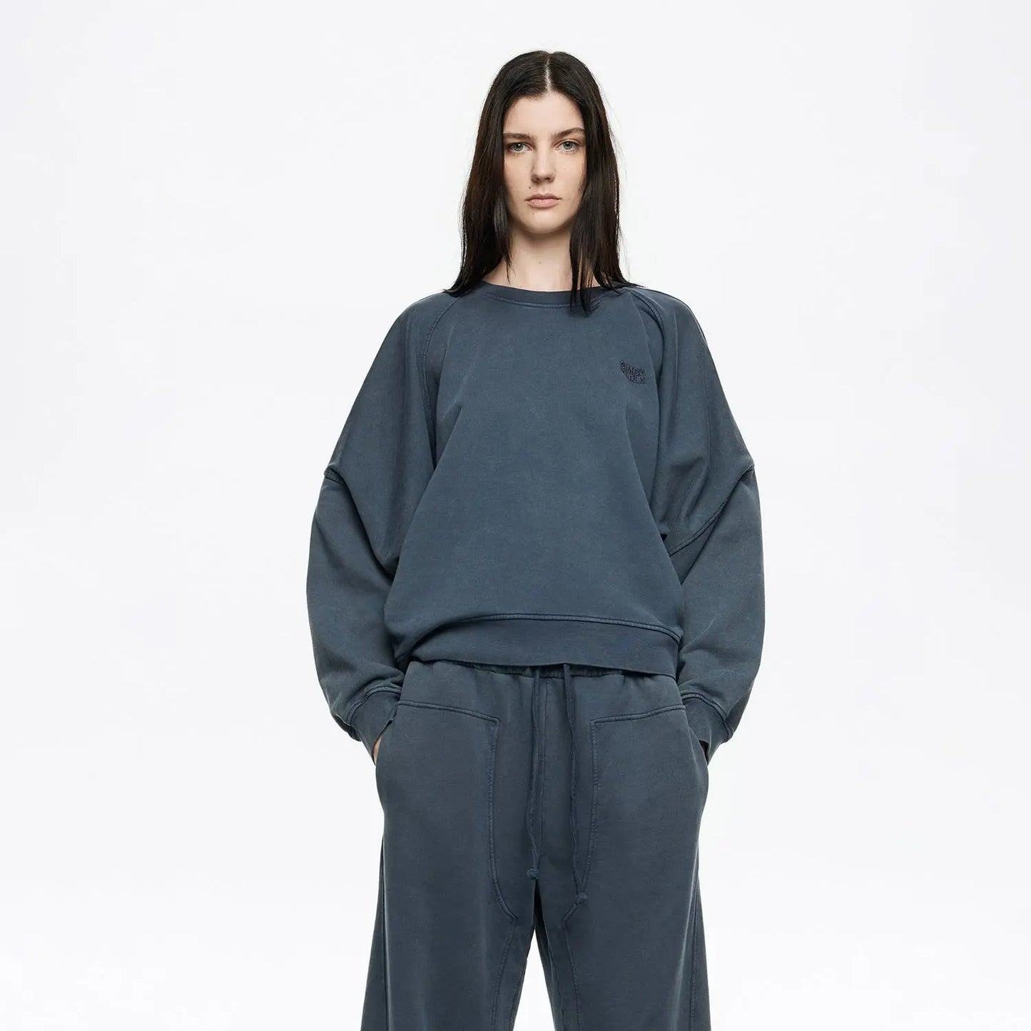 Blue-gray embroidered logo balloon sweatshirt Bimba y Lola UK