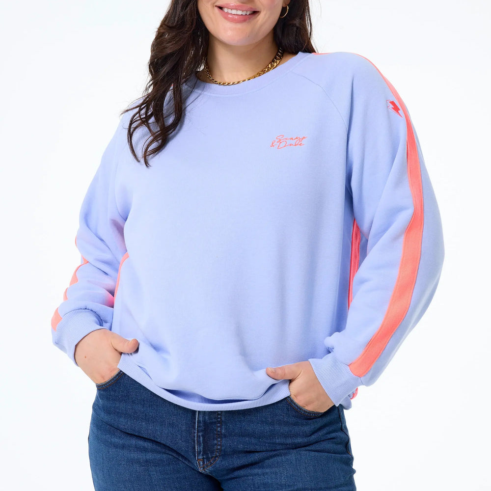 Blue with Neon Coral Colourblock Relaxed Sweatshirt Scamp & Dude
