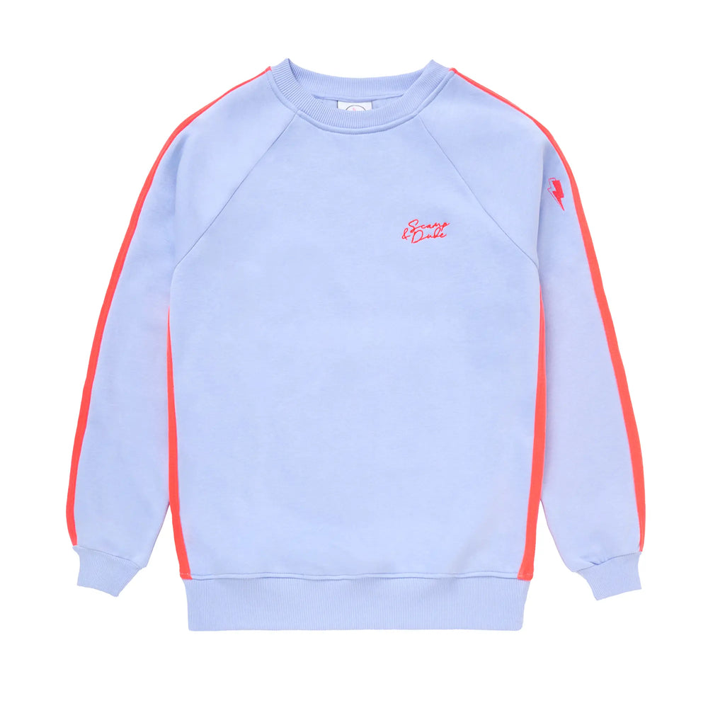 Blue with Neon Coral Colourblock Women's Relaxed Sweatshirt Scamp & Dude