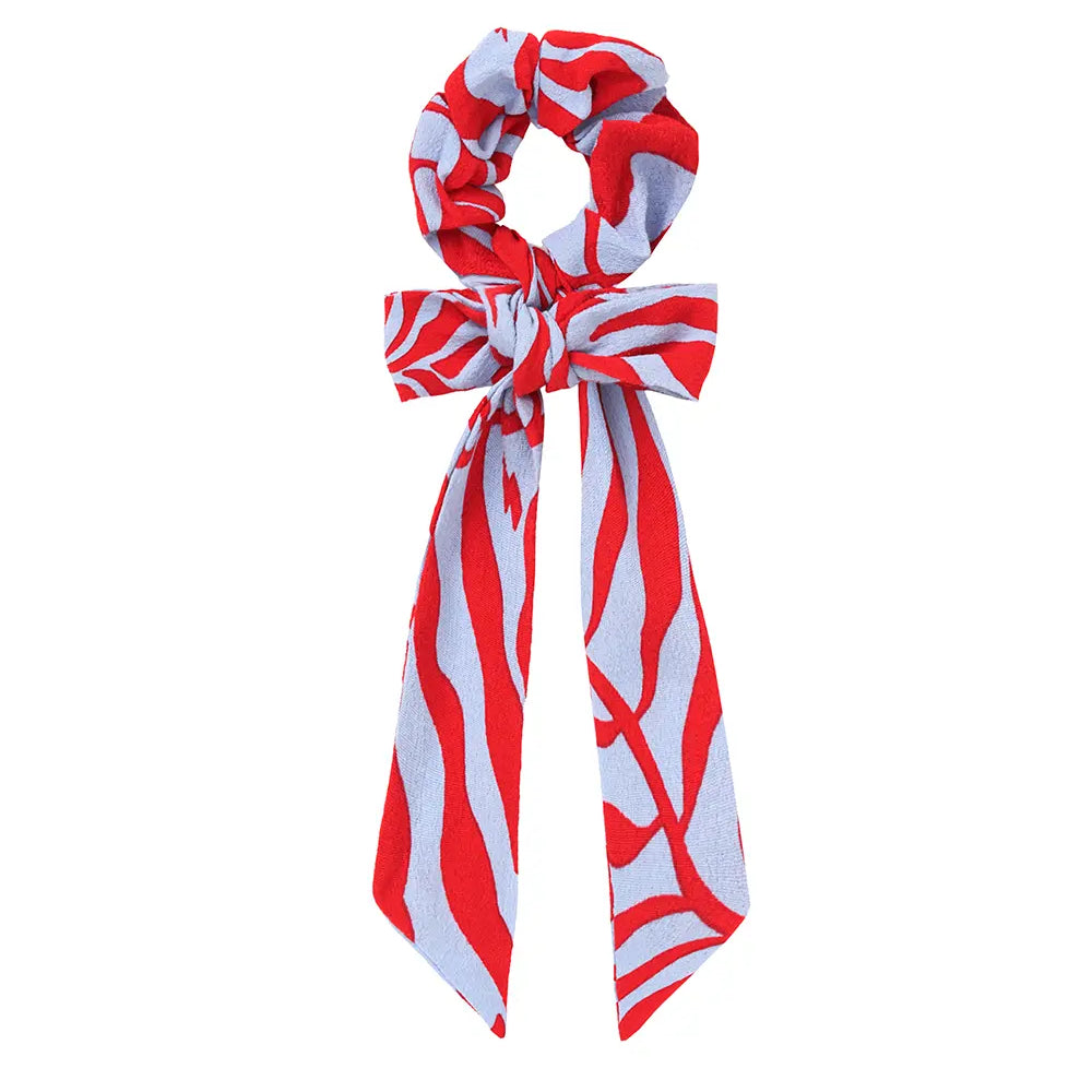 Blue with Red Palm Bow Scrunchie Scamp & Dude