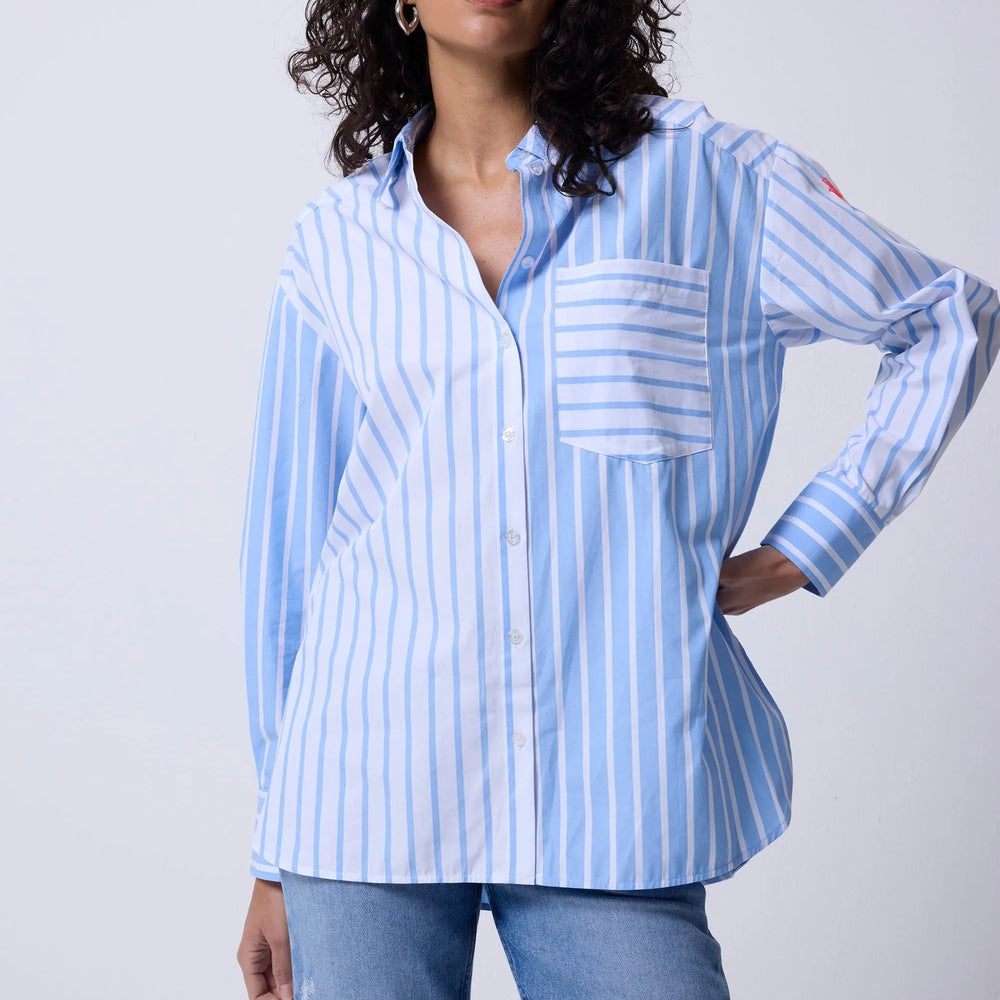 Blue with White Stripe Oversized Shirt Scamp & Dude
