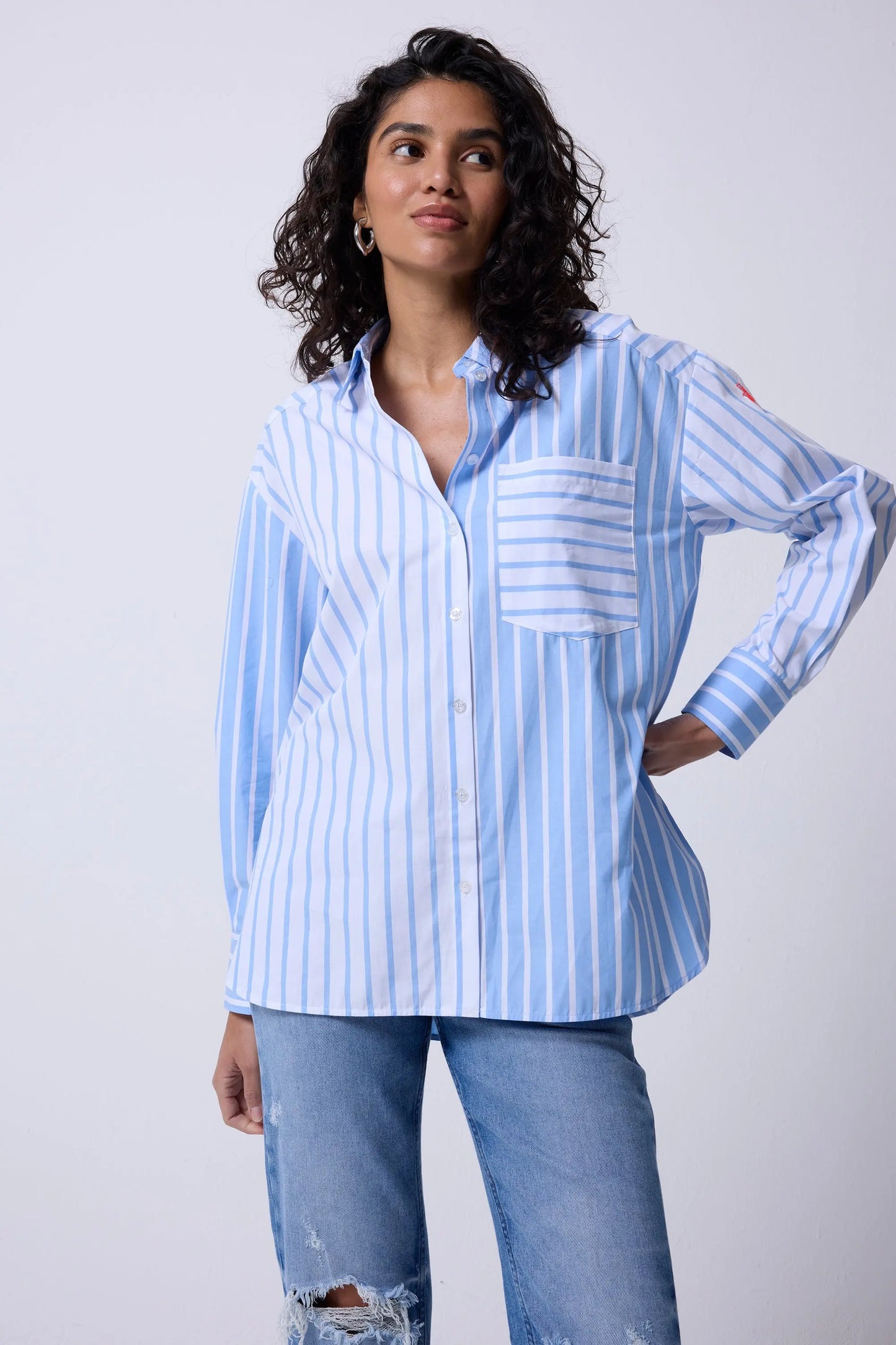 Blue with White Stripe Oversized Shirt Scamp & Dude