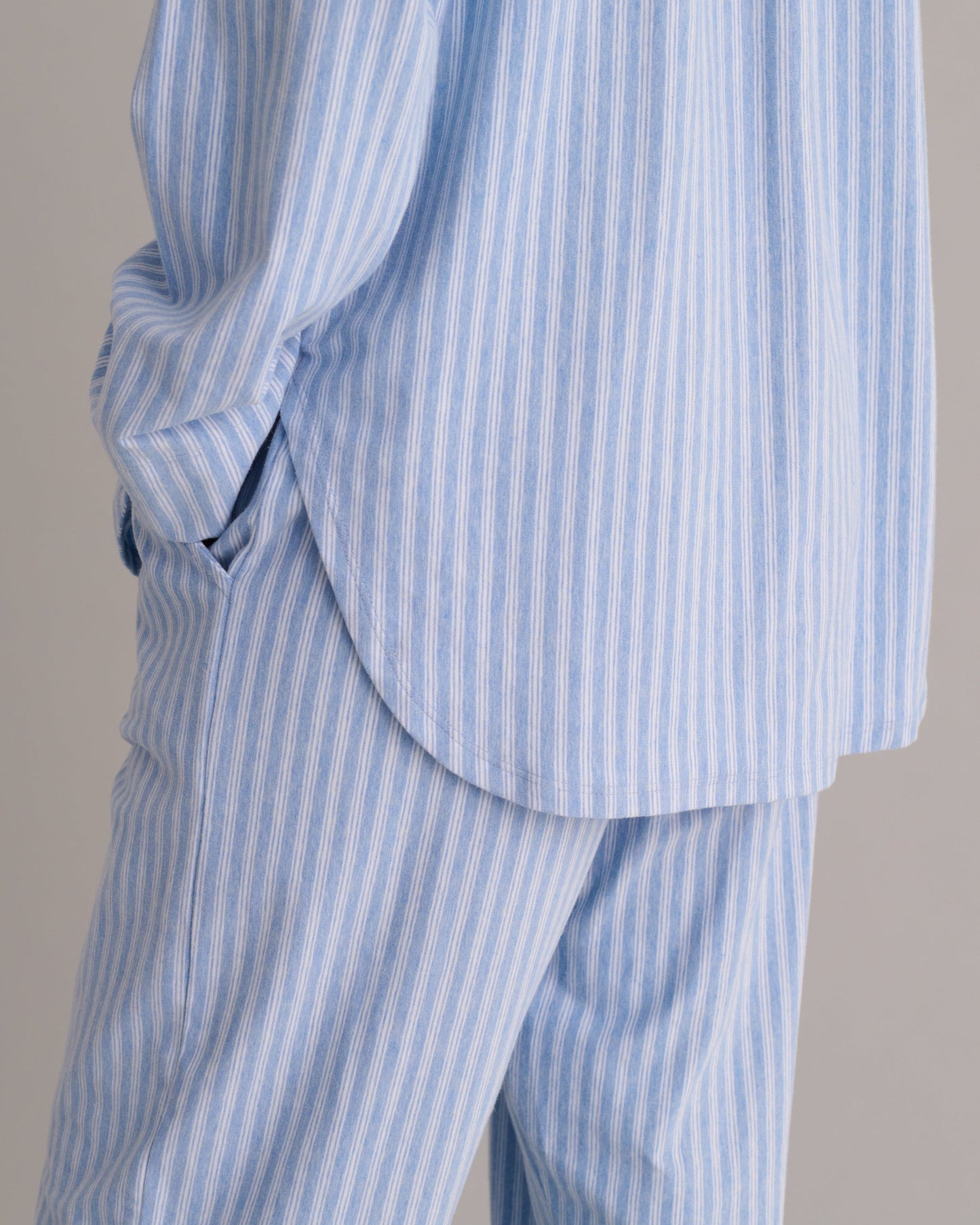 Pale Blue Striped Brushed Organic Cotton Pyjama Set MAMU Dream