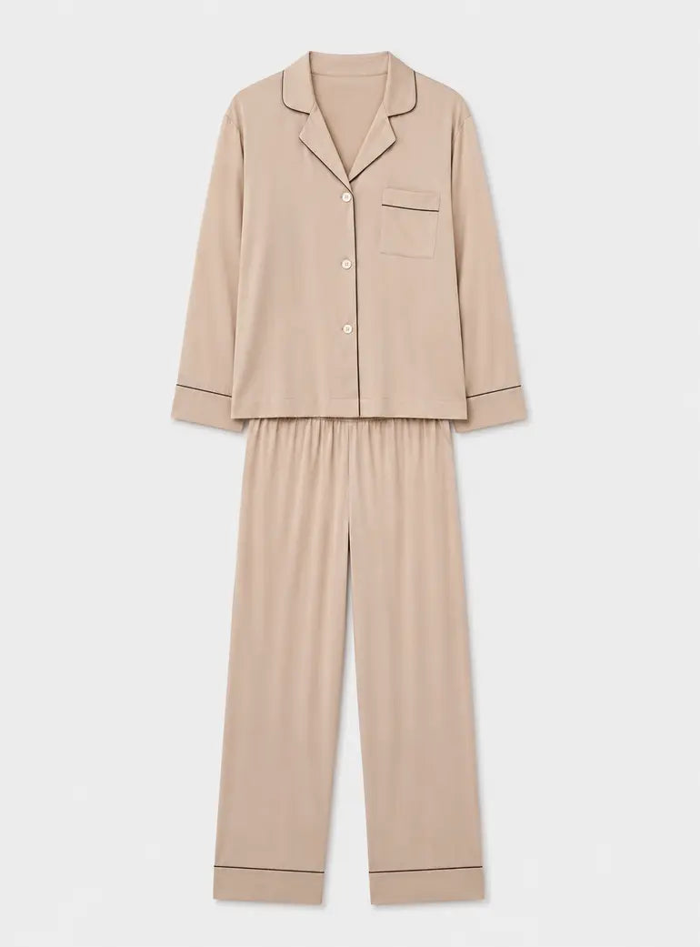 Blush Beige Classic Silk Pyjama Set MAMU Dream